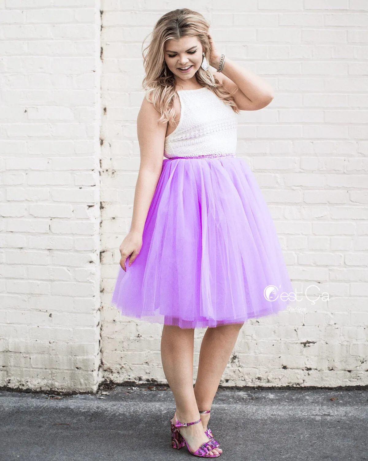 Clarisa Lilac Tulle Skirt - Midi