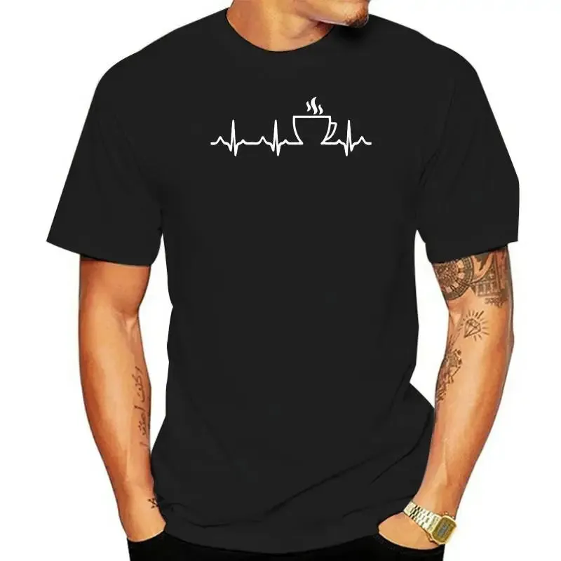 Coffee Heartbeat Men’s T-Shirt – For the Caffeine-Obsessed Heartbeat of Life