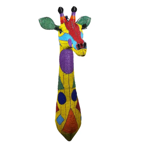 Colorful Beaded Giraffe Trophy Head