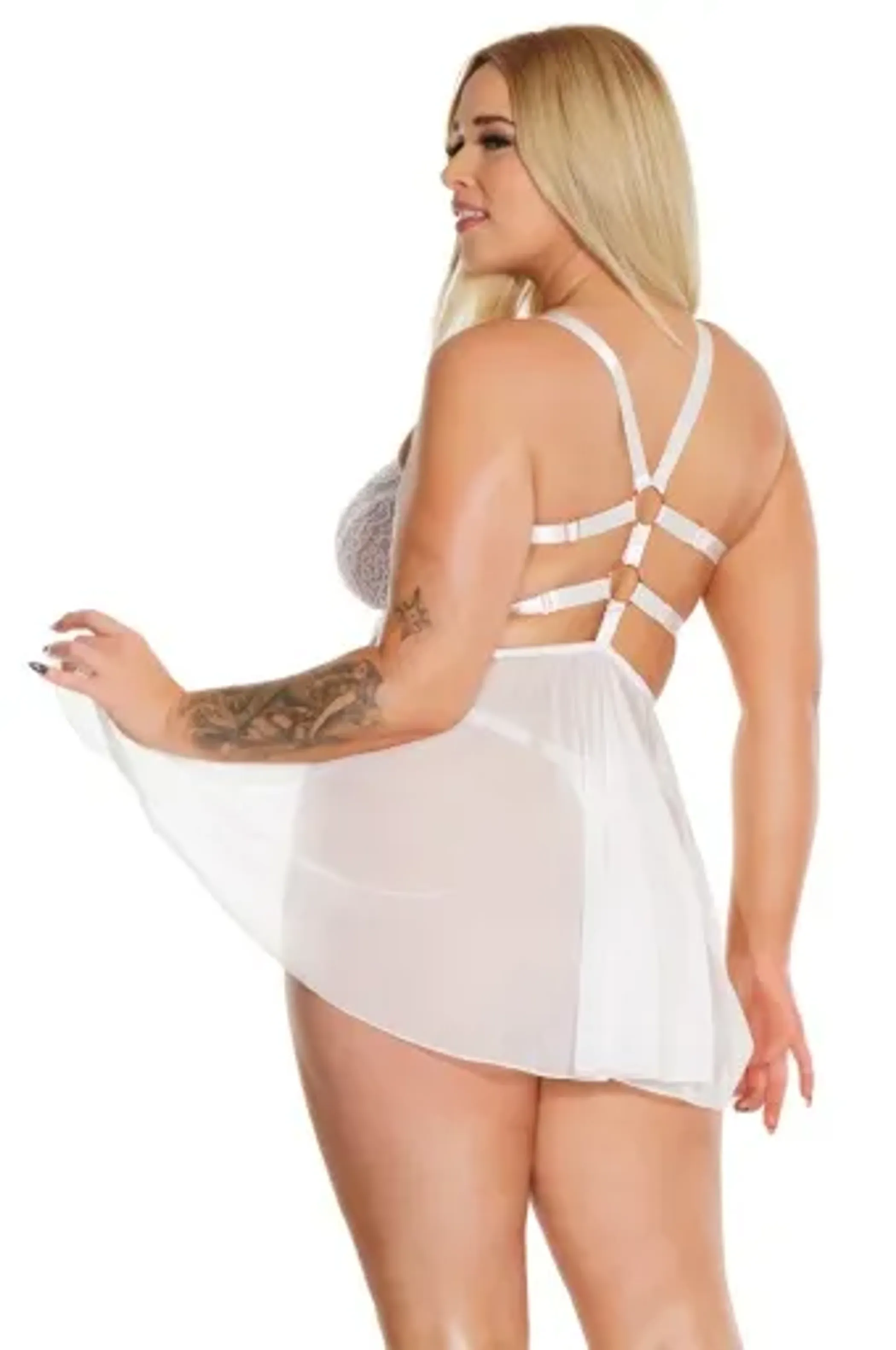 Coquette Babydoll & Thong - Color: White | Pack Of: 1 | Style: Clothing