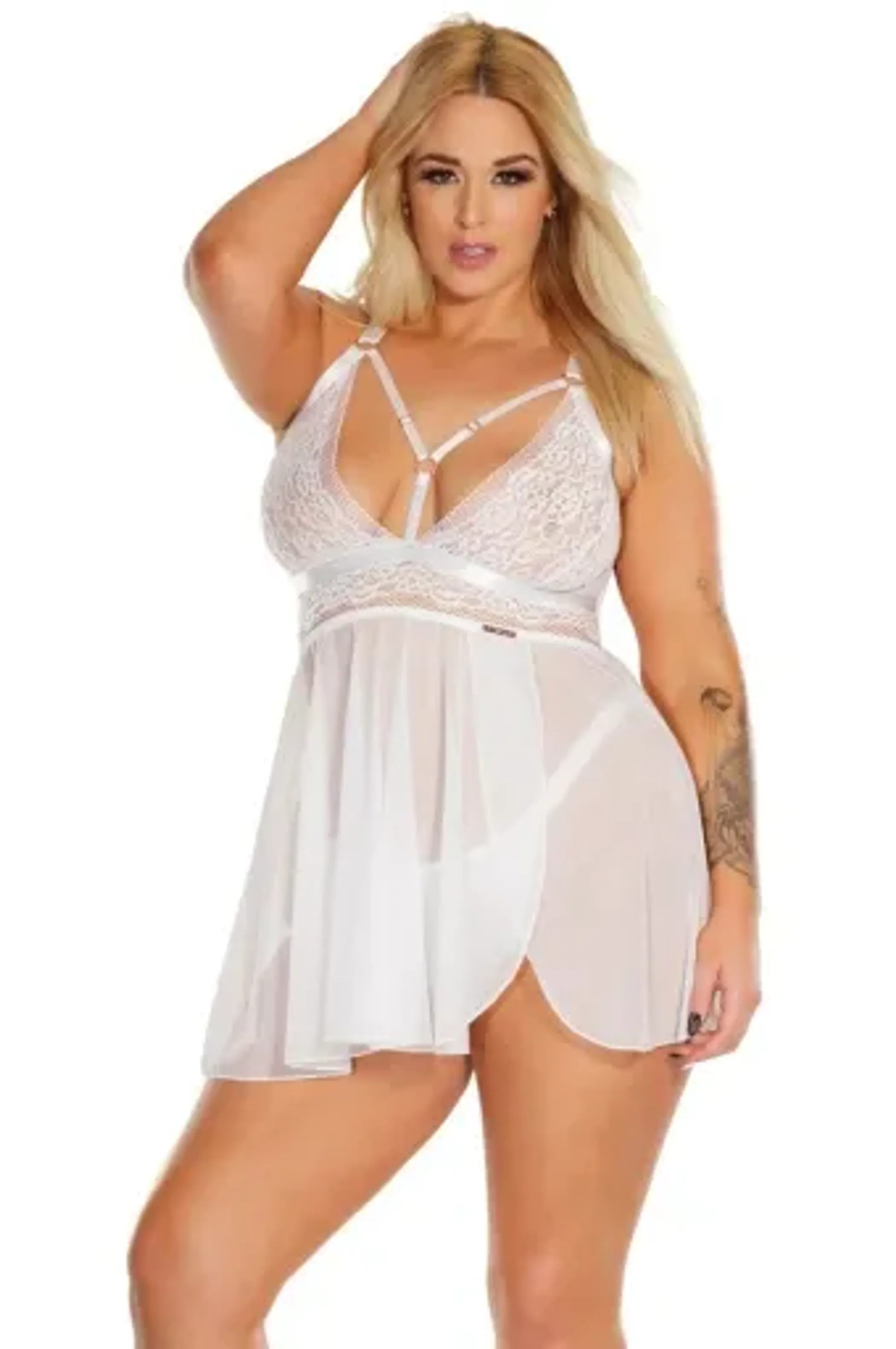 Coquette Babydoll & Thong - Color: White | Pack Of: 1 | Style: Clothing