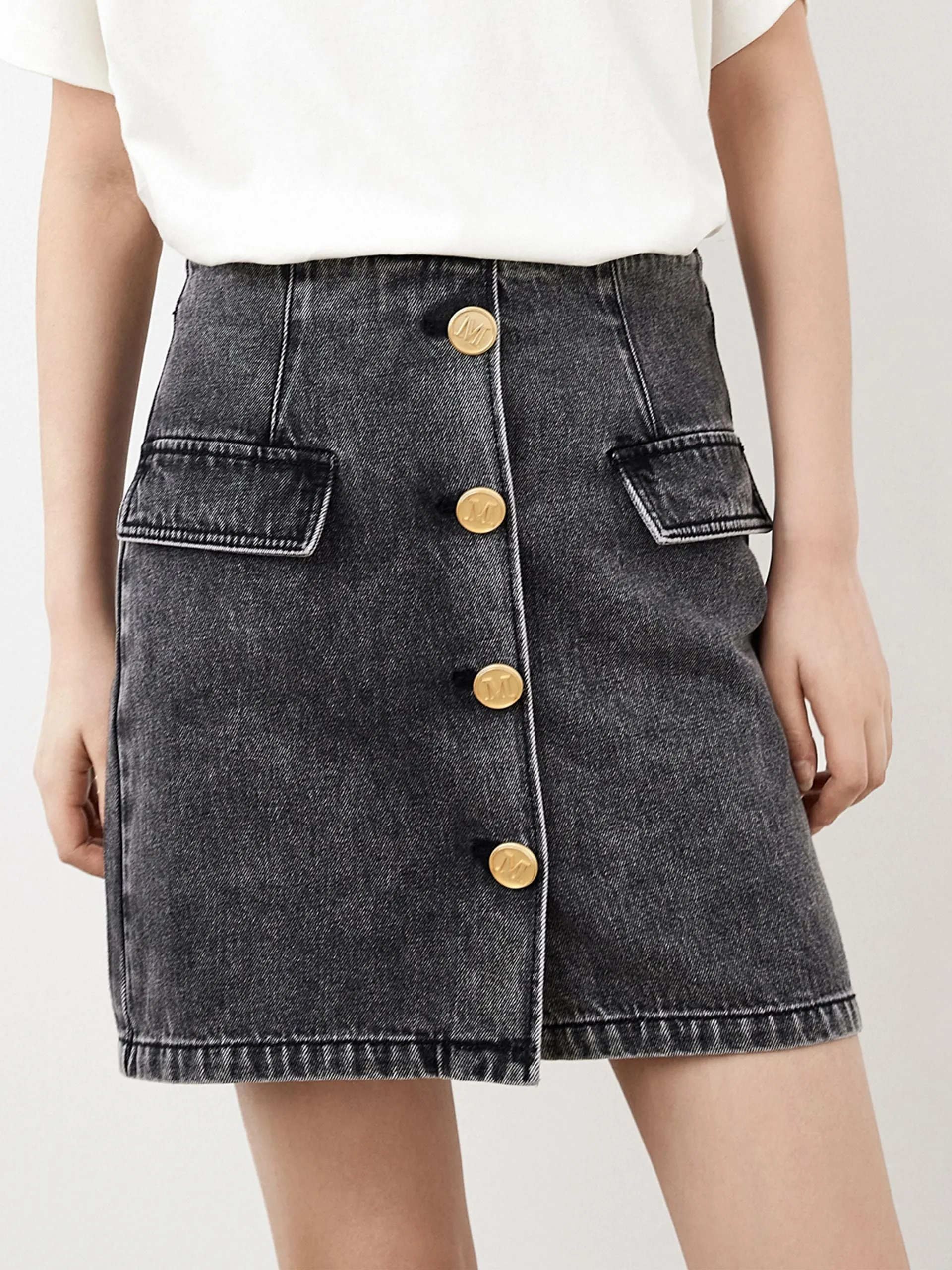 Cotton Cargo Denim Skirt