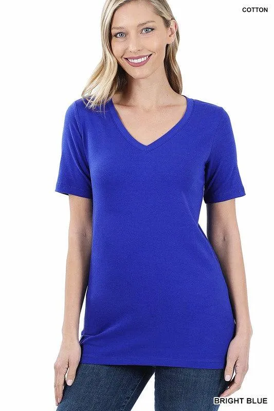 Cotton V-Neck Short Sleeve T-Shirt