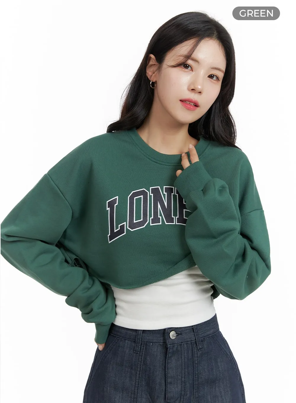 Cozy Lettering Cropped Sweater OM421