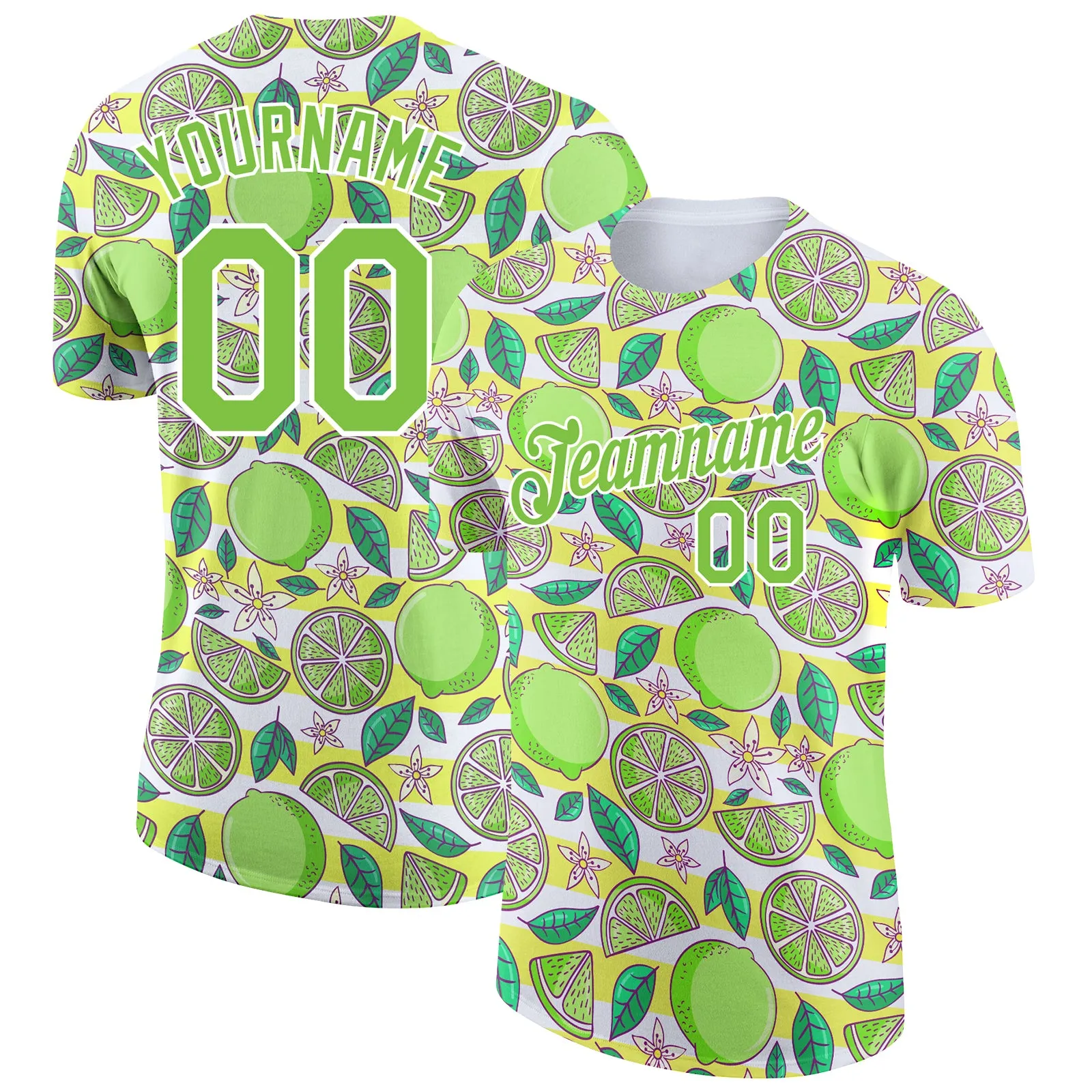 Custom White Neon Green 3D Pattern Design Lime Performance T-Shirt