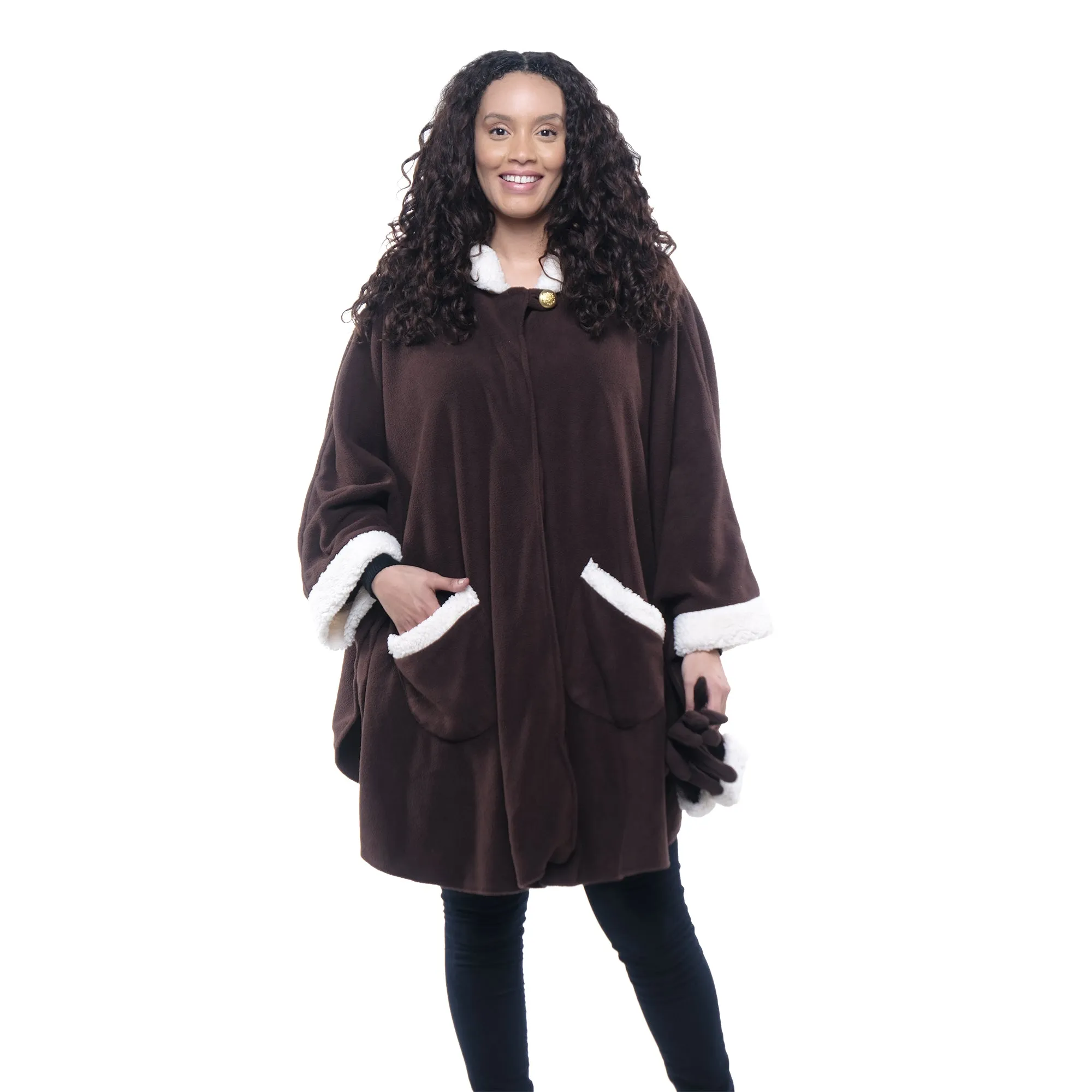 Daisy Sherpa Trimmed Cozy Coat and Glove Set