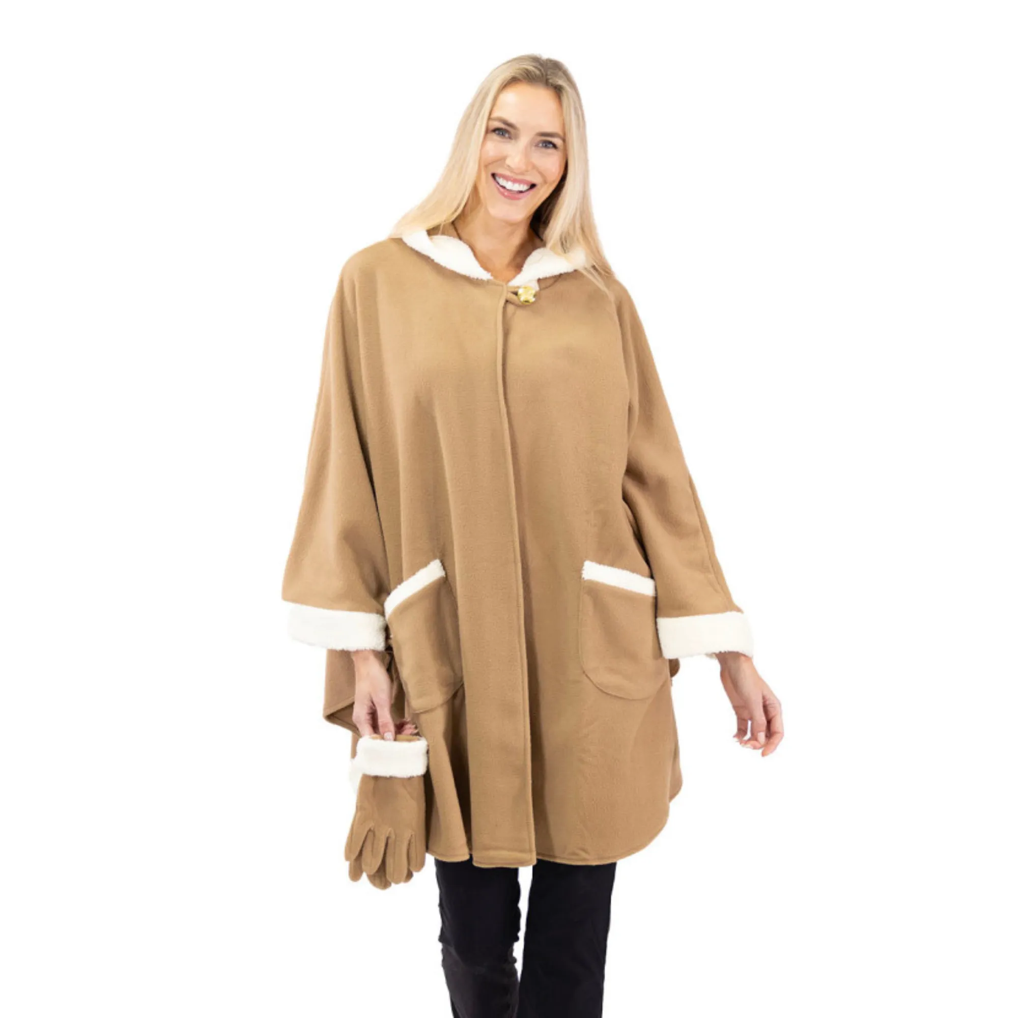 Daisy Sherpa Trimmed Cozy Coat and Glove Set