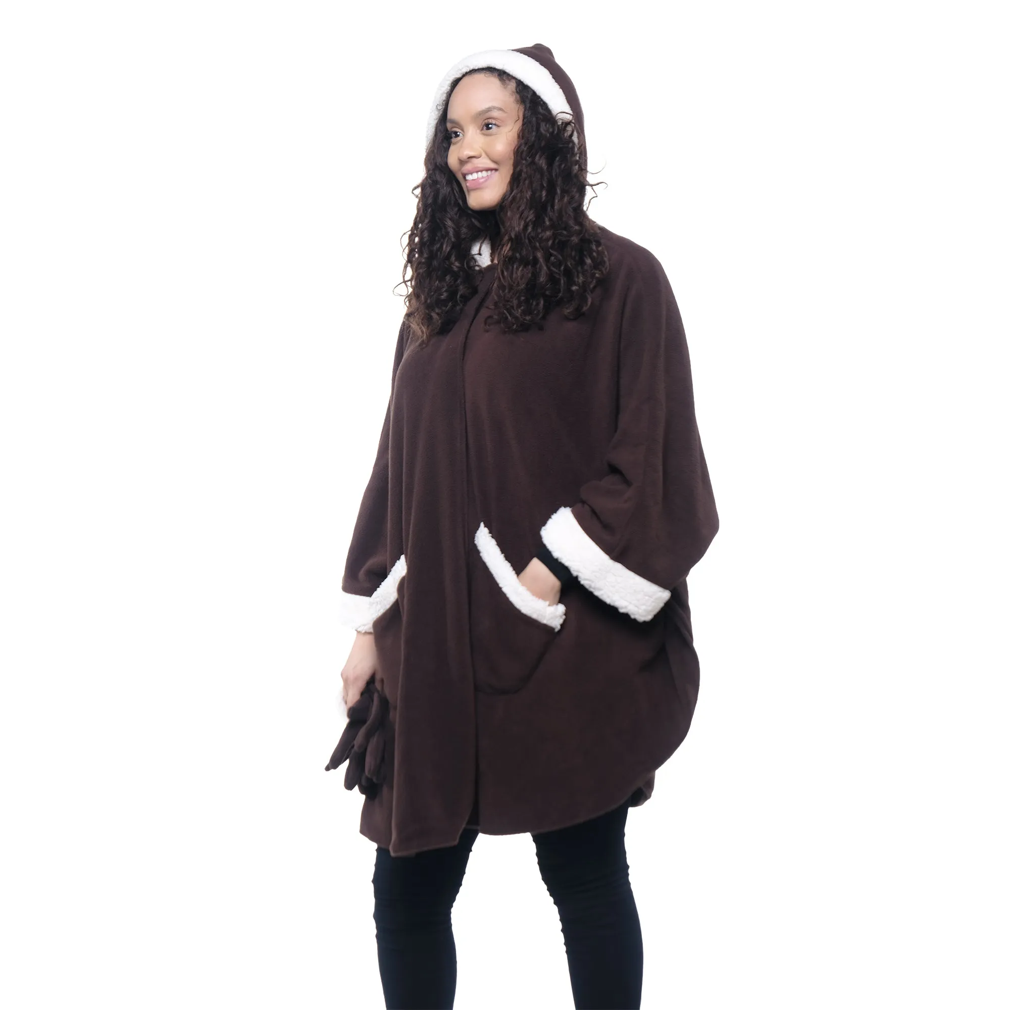 Daisy Sherpa Trimmed Cozy Coat and Glove Set