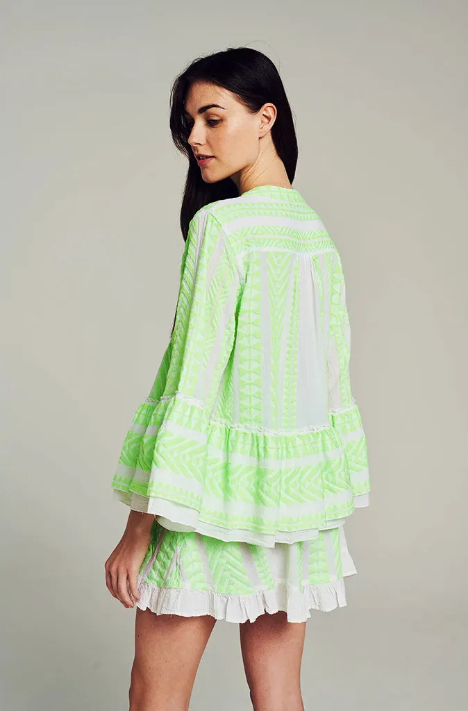 Devotion Twins Folegandros Skirt in Neon Lime/White