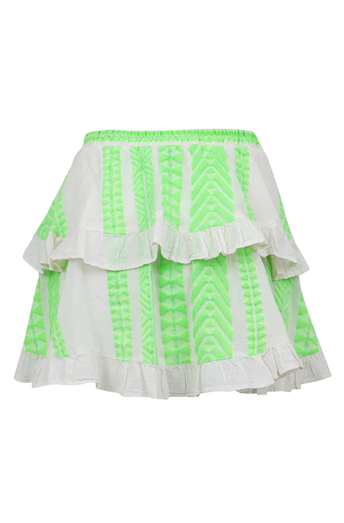 Devotion Twins Folegandros Skirt in Neon Lime/White