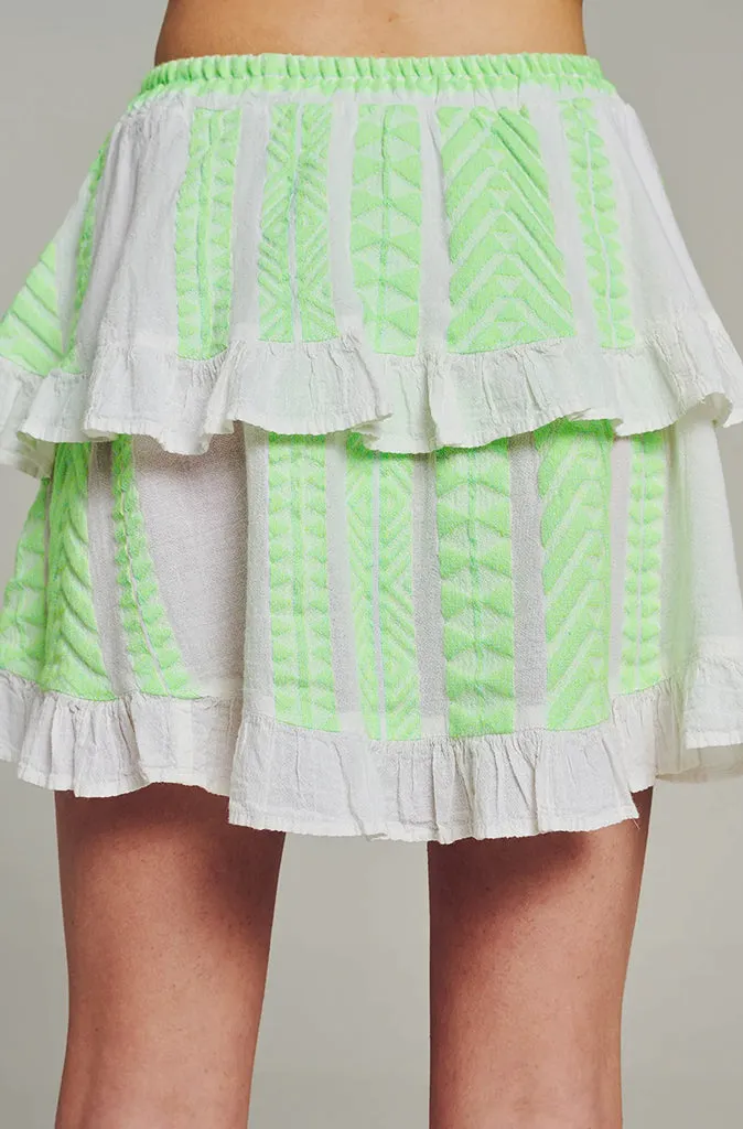 Devotion Twins Folegandros Skirt in Neon Lime/White