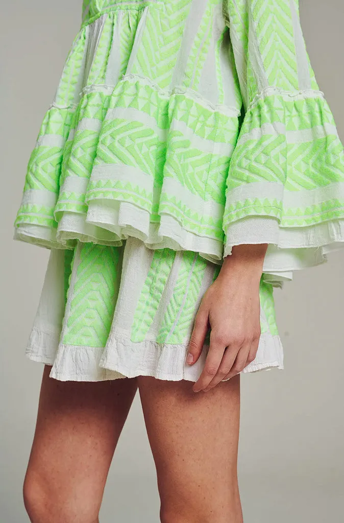 Devotion Twins Folegandros Skirt in Neon Lime/White