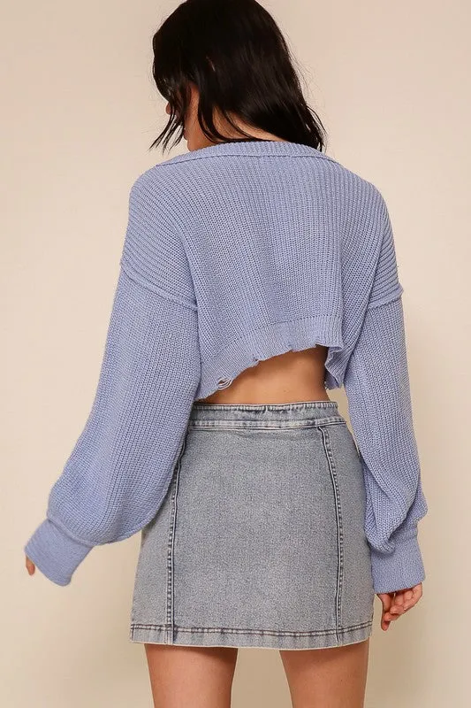 Distressed Crop Sweater