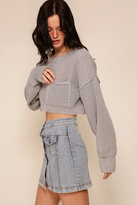 Distressed Crop Sweater