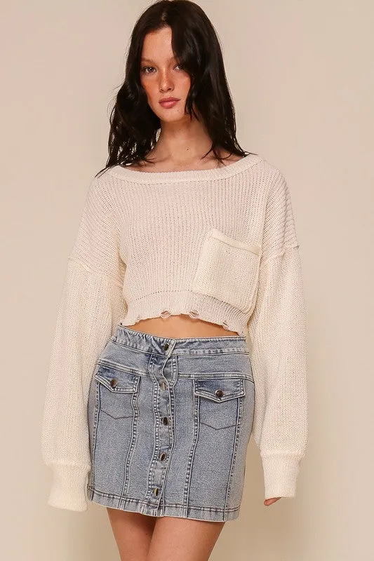 Distressed Crop Sweater