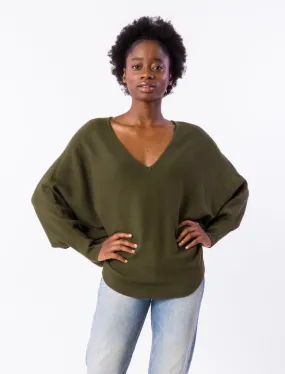 Dolman Sleeve V Neck Sweater