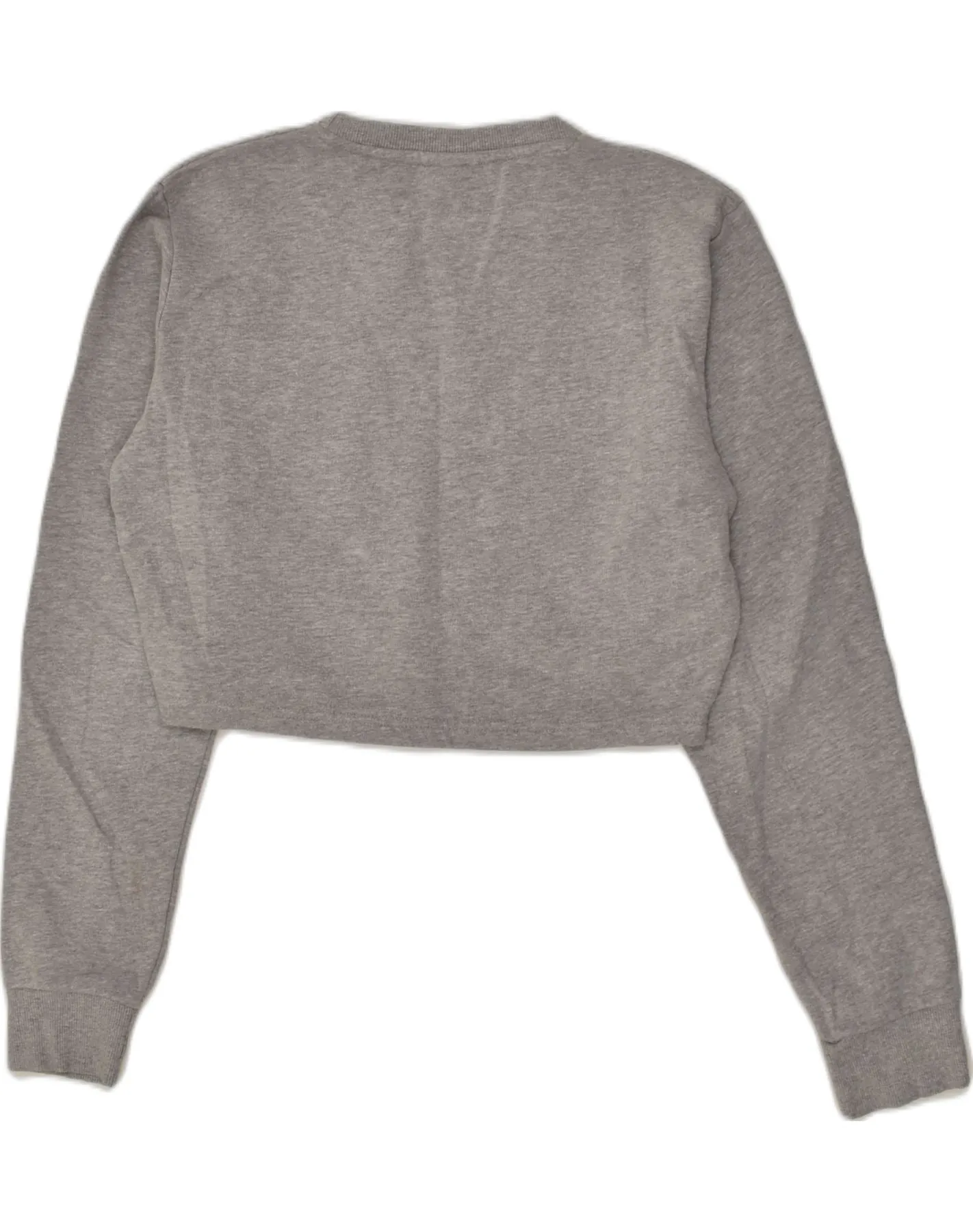 ELLESSE Womens Oversized Crop Sweatshirt Jumper UK 10 Small Grey Cotton