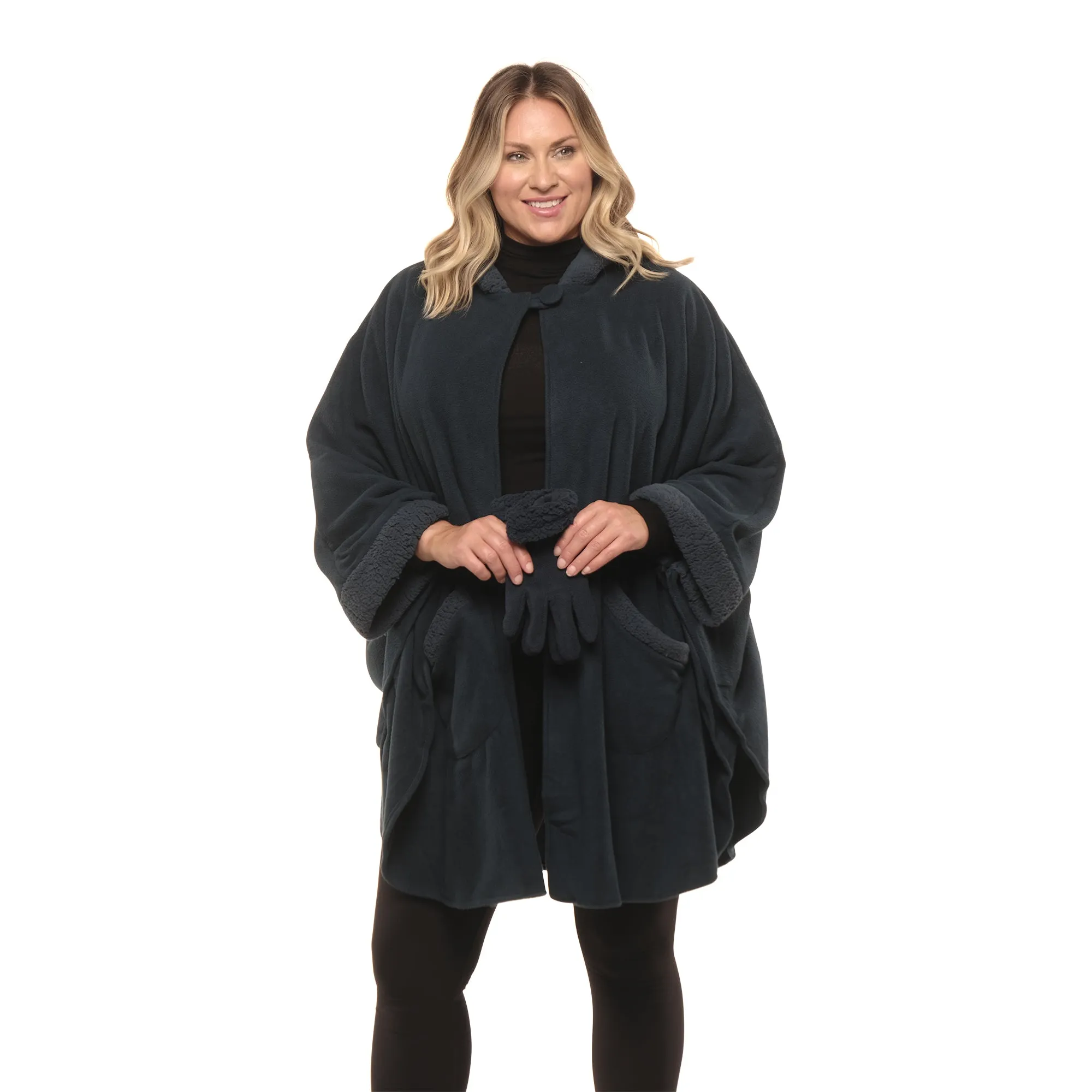 Emily Sherpa Trimmed Cozy Coat and Glove Set