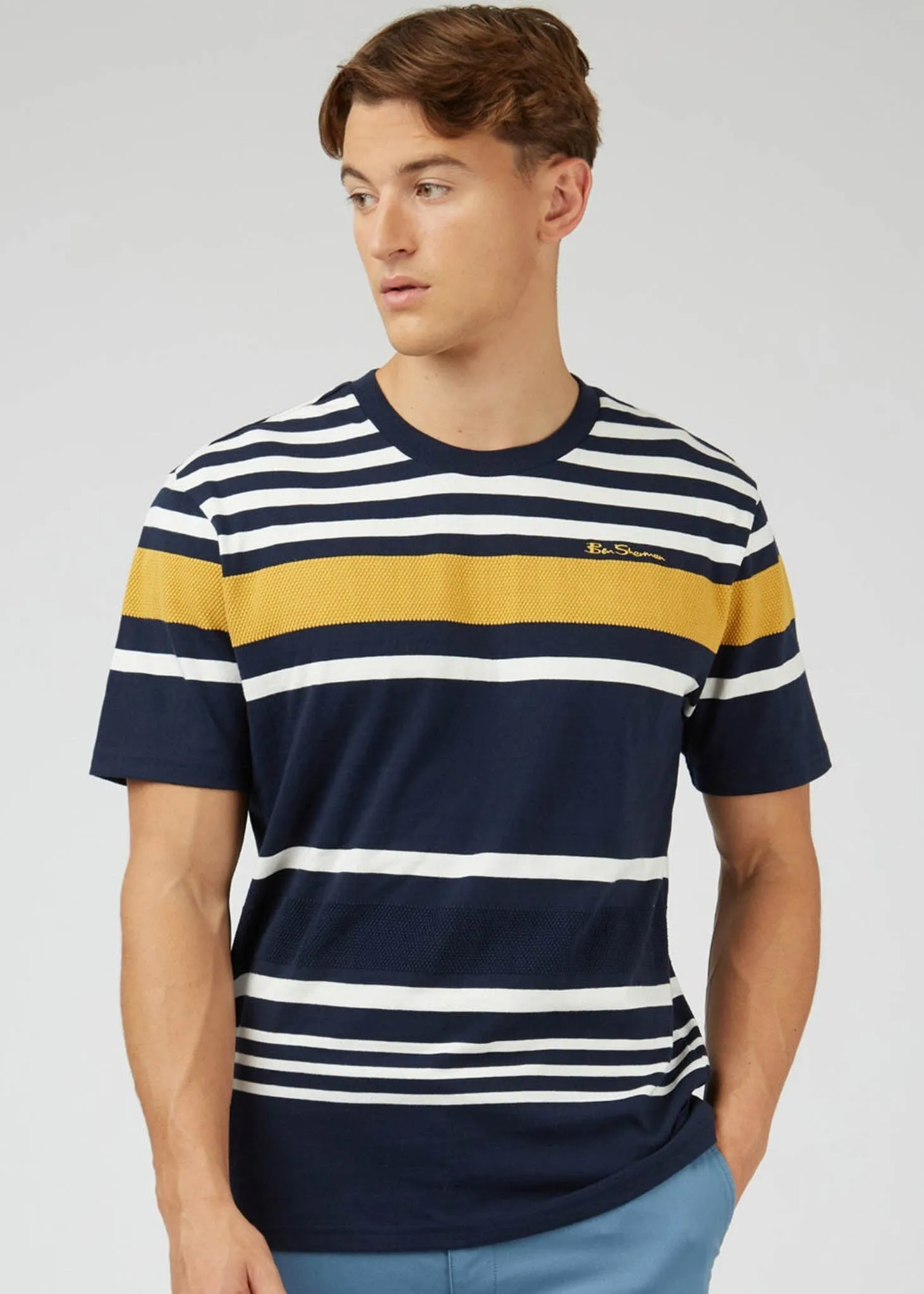 Engineered stripe tee - dark navy