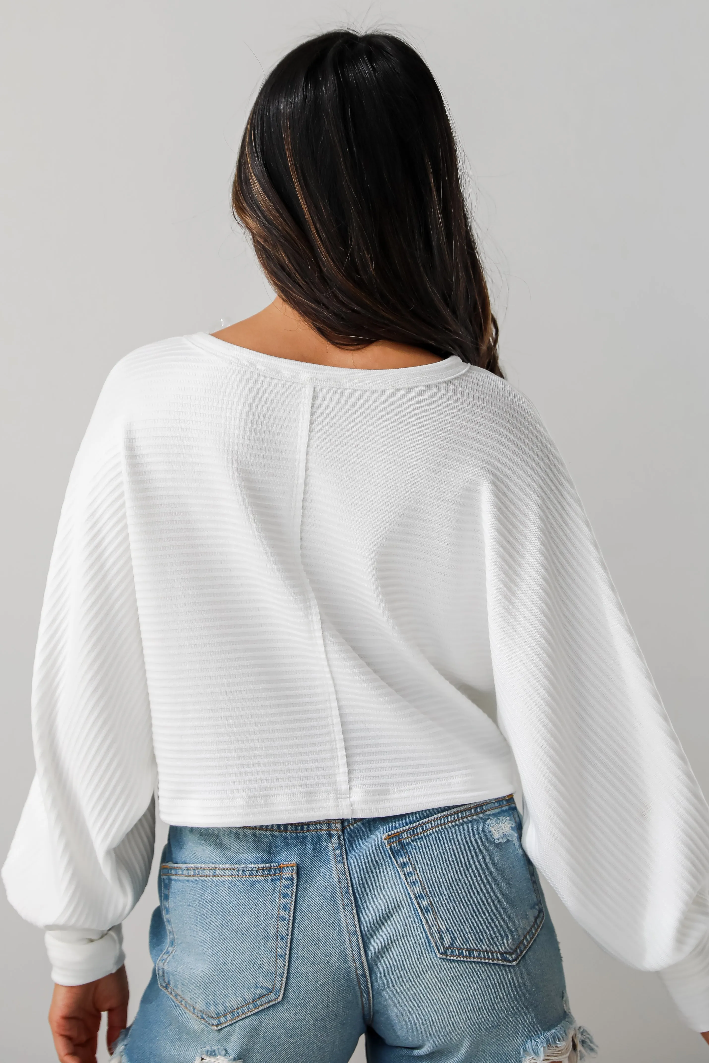 FINAL SALE - Katy White Ribbed Knit Top - DU DEAL