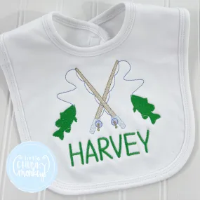 Fishing Pole Name Bib or Burp Cloth