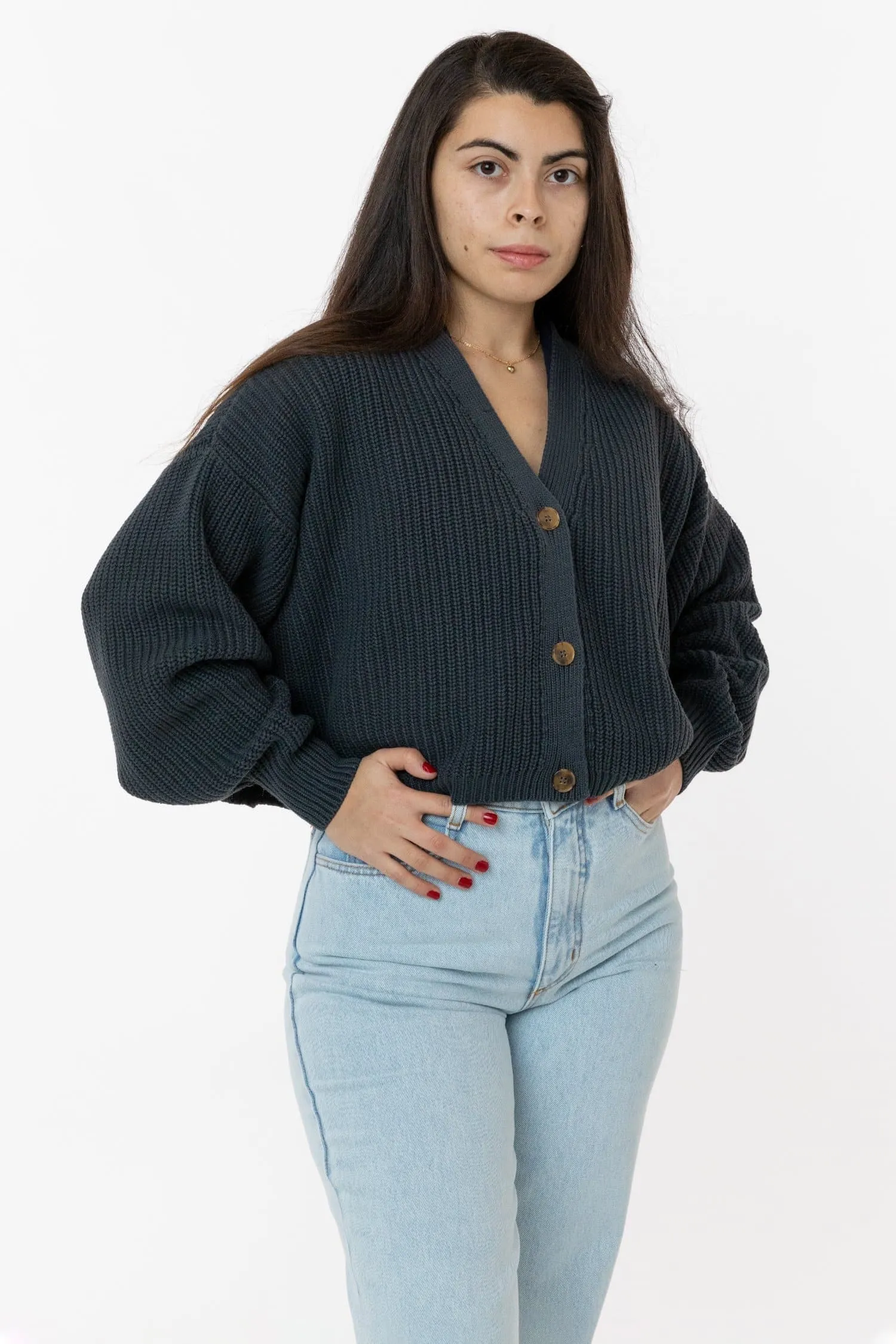 FM35GD - Fisherman Cropped Cardigan