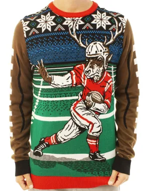 Football Reindeer Ugly Christmas Sweater - Best Xmas Gifts 2022 For Him Or Her