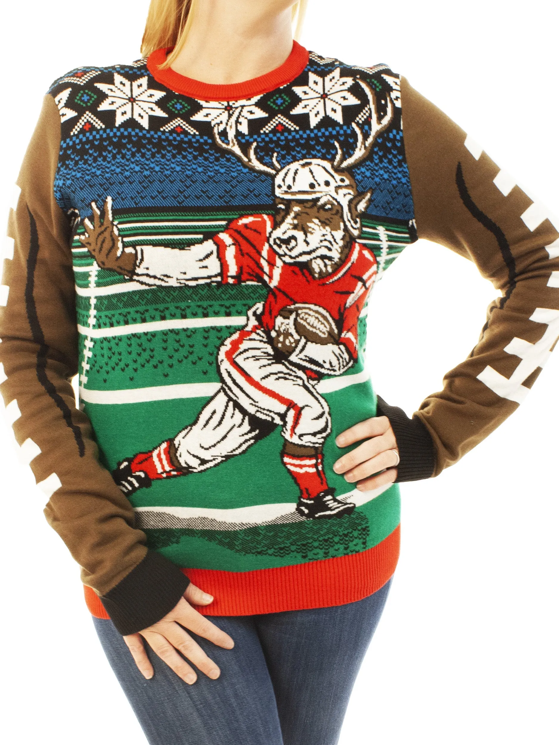 Football Reindeer Ugly Christmas Sweater - Best Xmas Gifts 2022 For Him Or Her