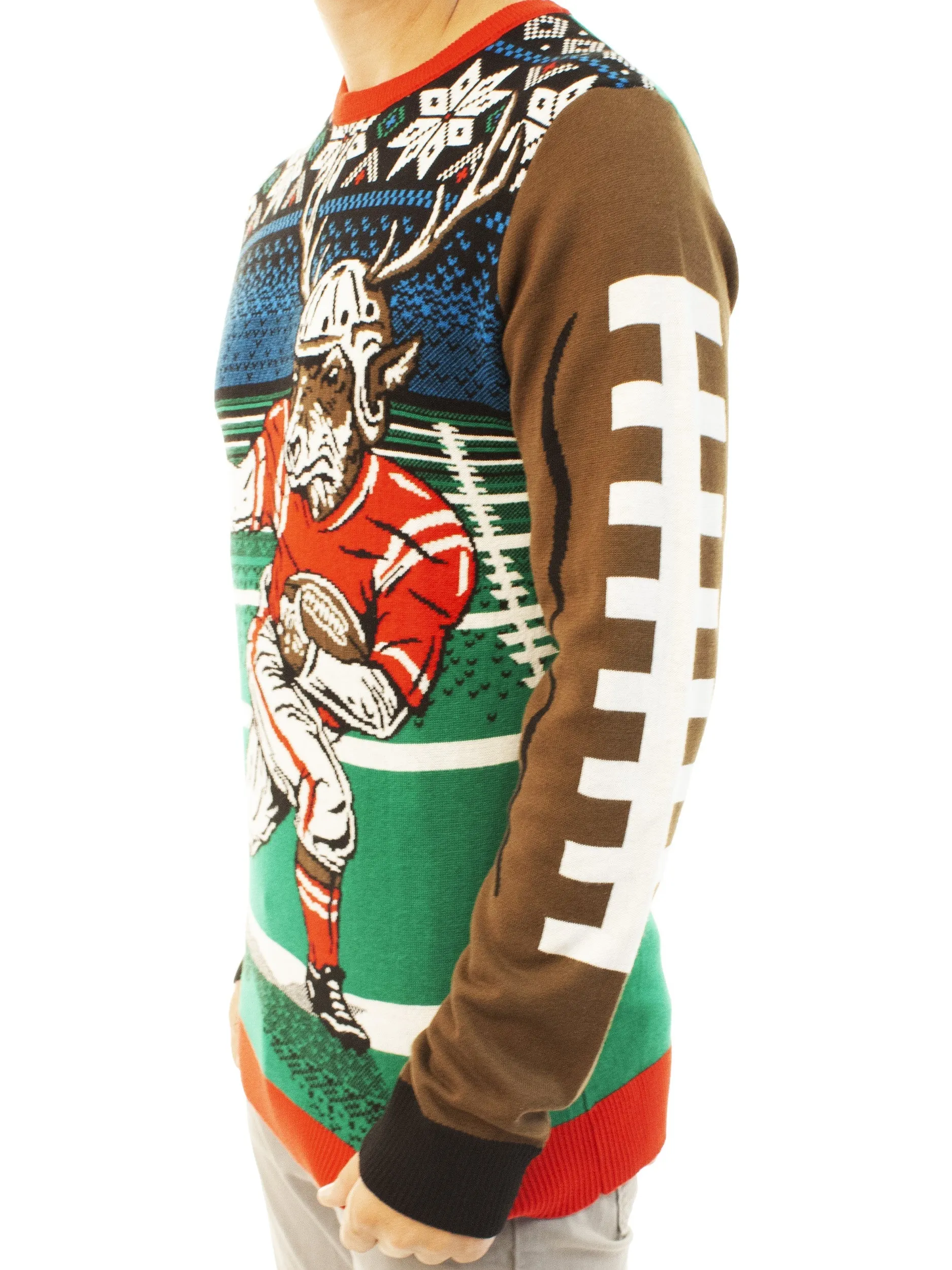 Football Reindeer Ugly Christmas Sweater - Best Xmas Gifts 2022 For Him Or Her