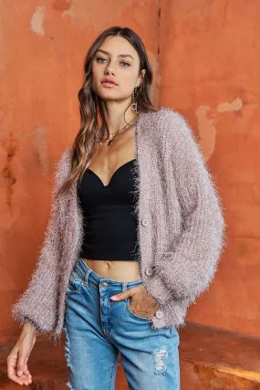 FUZZY SWEATER CARDIGAN