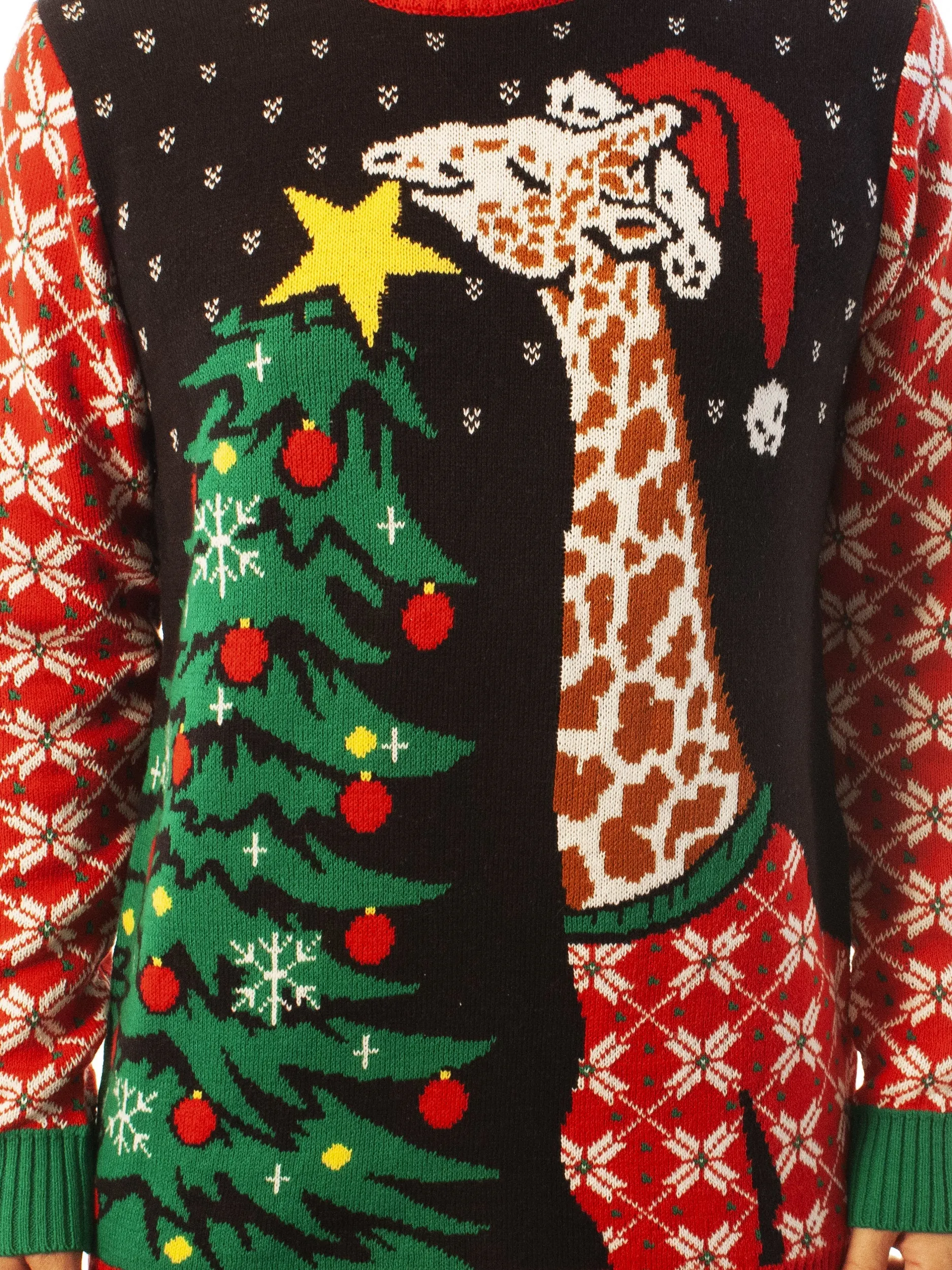 Giraffe Hanging Star Ugly Christmas Sweater - Xmas Gifts For Him Or Her