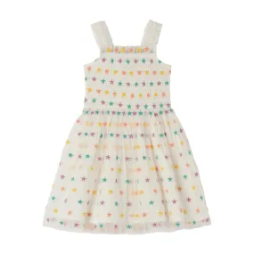 Girls Star Embroidered Tulle Dress