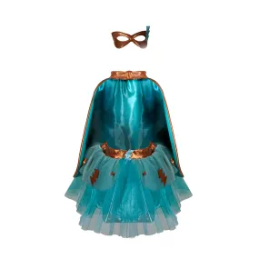 Great Pretenders Super-Duper Tutu Skirt, Cape & Mask Play Costume Set – Teal & Copper