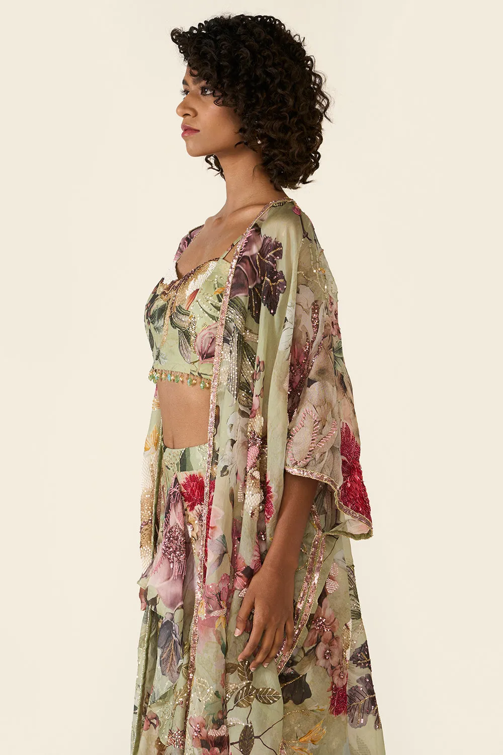 Green Printed Cape