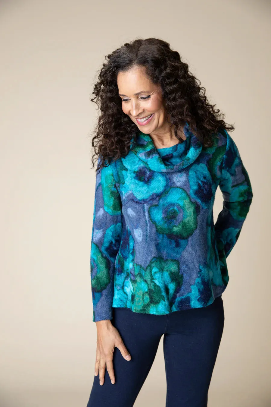 Habitat, 50539 Easy Cowl Neck Top, Cobalt