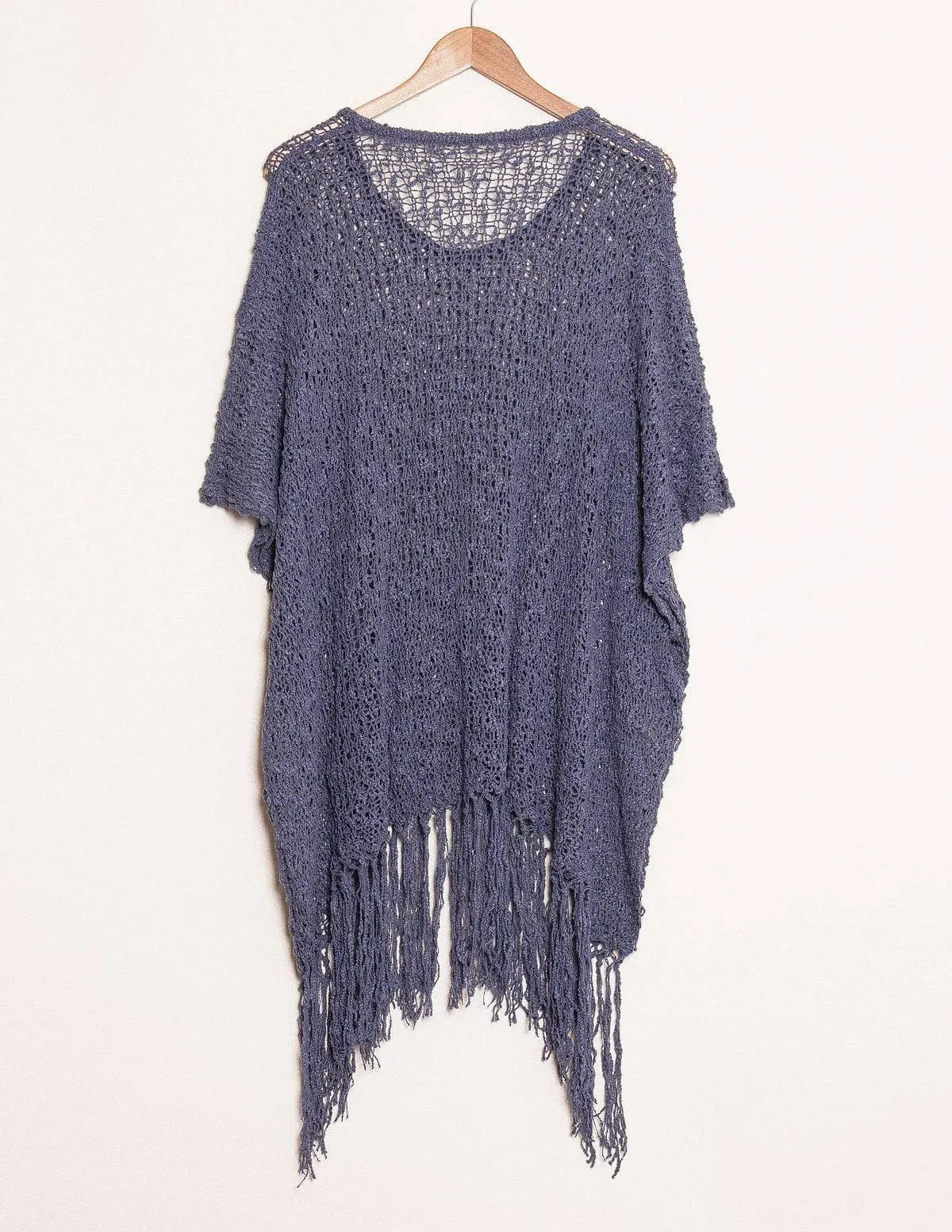 Handwoven Riva Knit Fringed Sweater Poncho