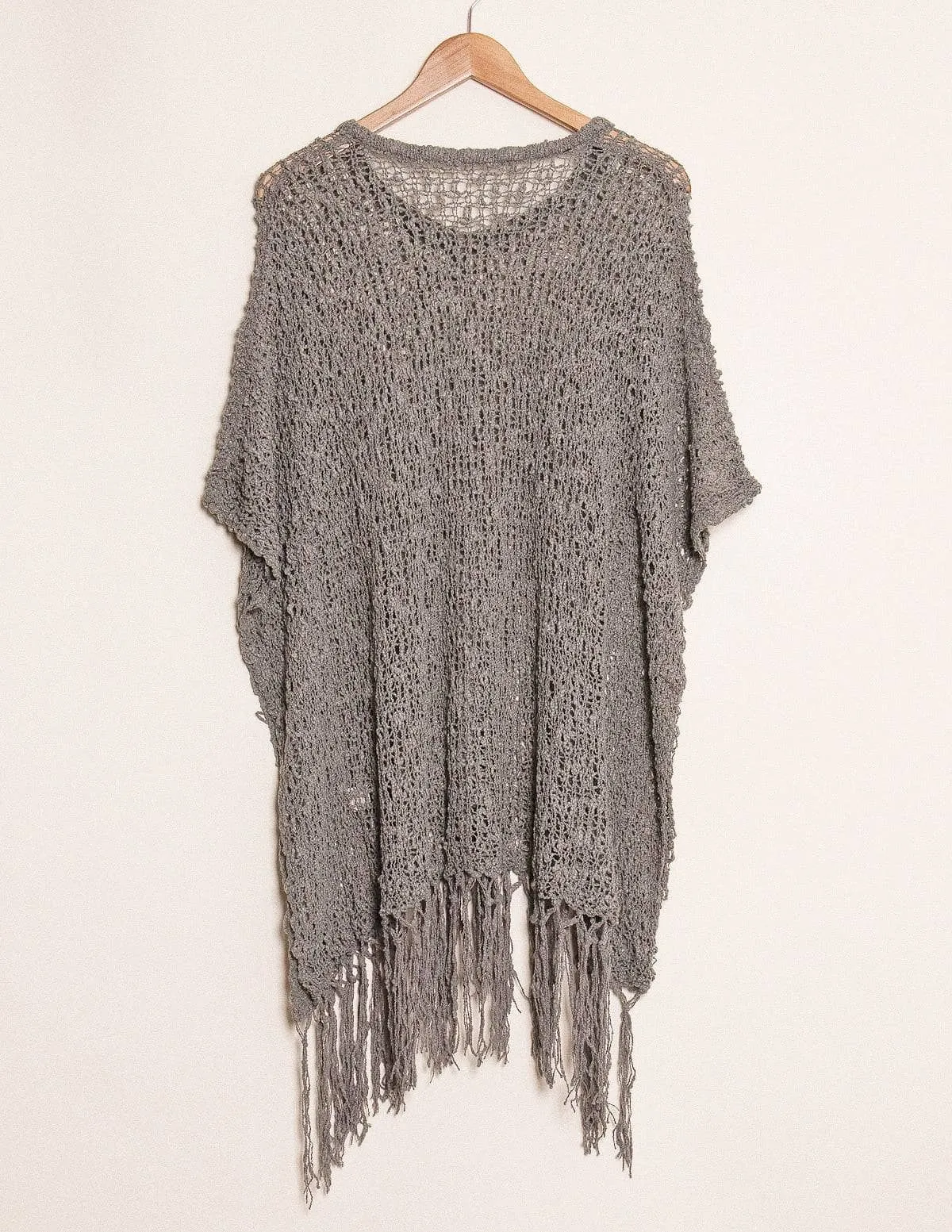 Handwoven Riva Knit Fringed Sweater Poncho