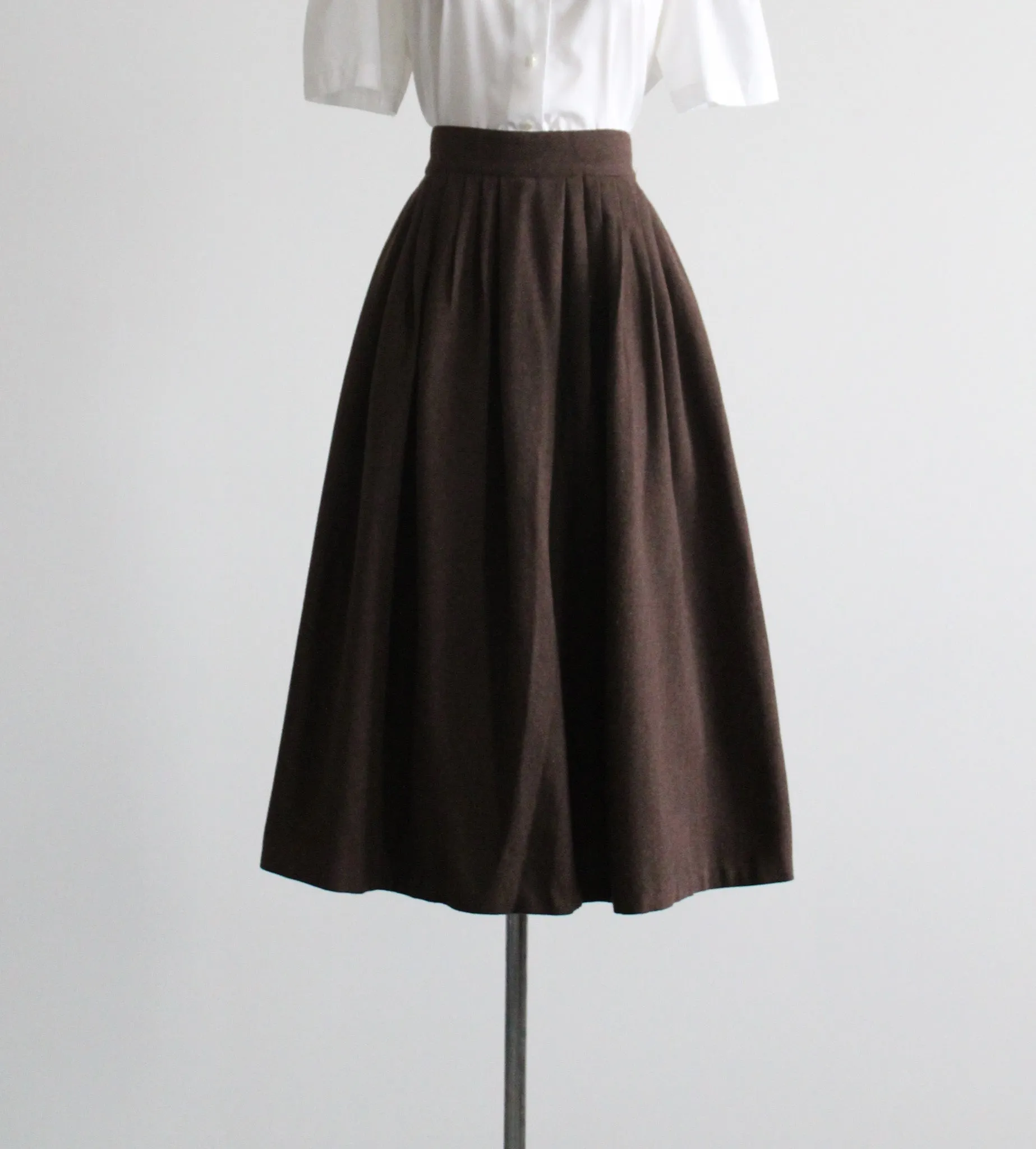 hazelnut wool midi skirt