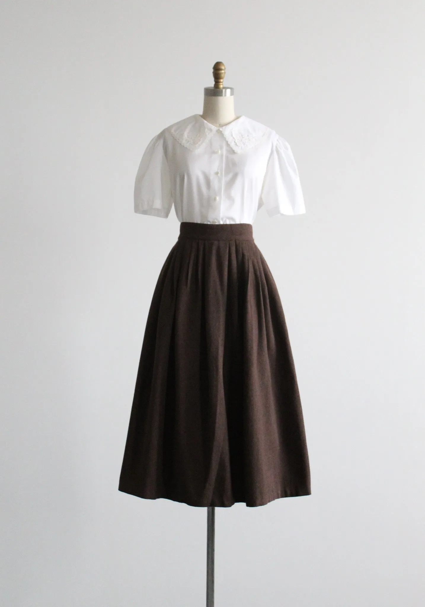 hazelnut wool midi skirt