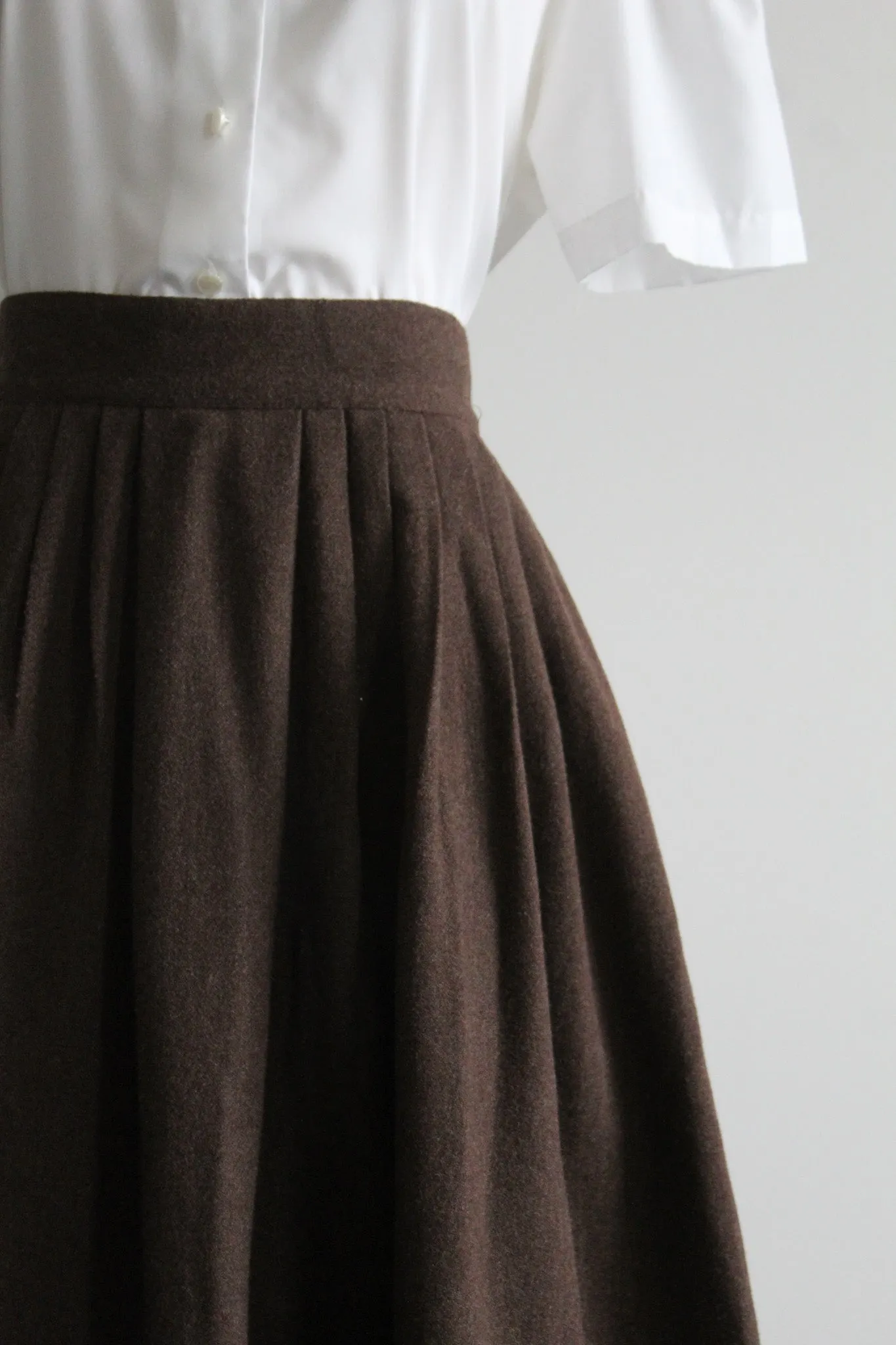 hazelnut wool midi skirt