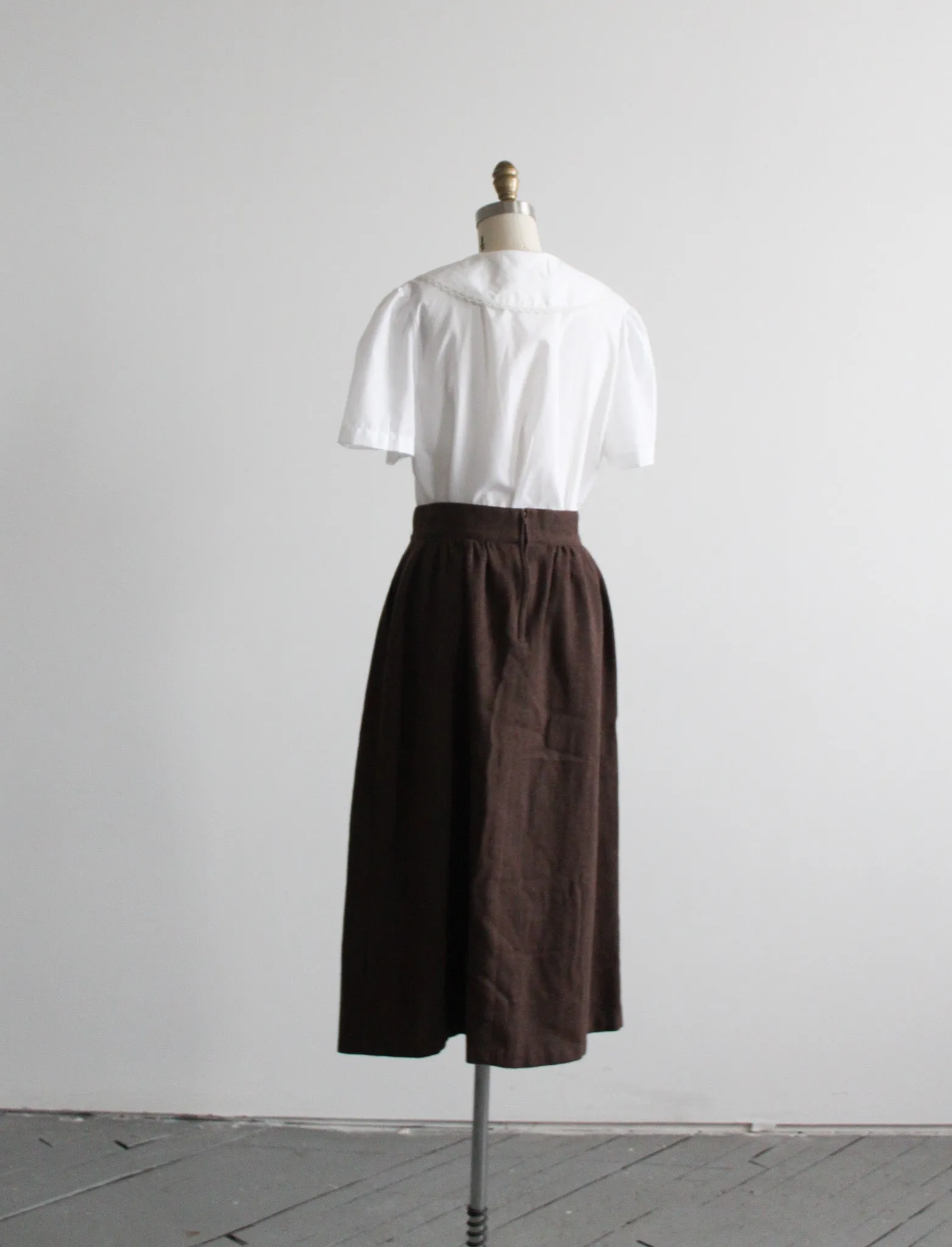 hazelnut wool midi skirt