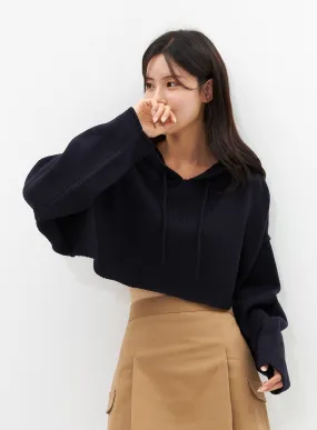 Hooded Crop Knit Sweater OS315