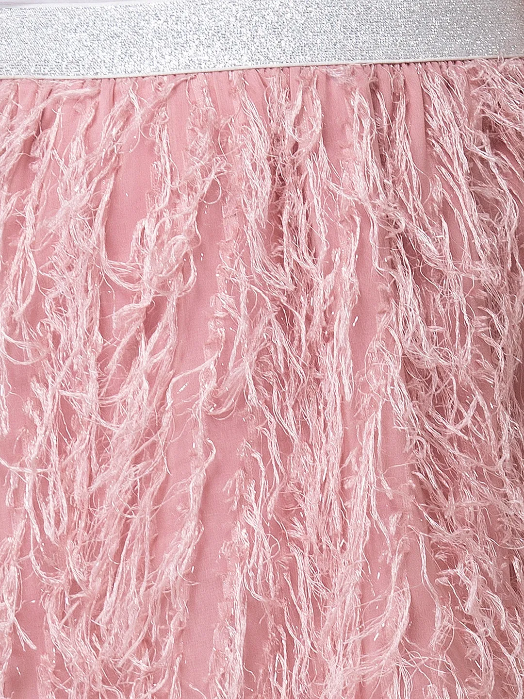 Hoop Hippo Kids Peach Shimmery Poly Fringed Cotton Voile Skirt