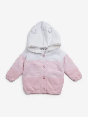 HOP Baby Light Pink Colour-Blocked Cotton Sweater