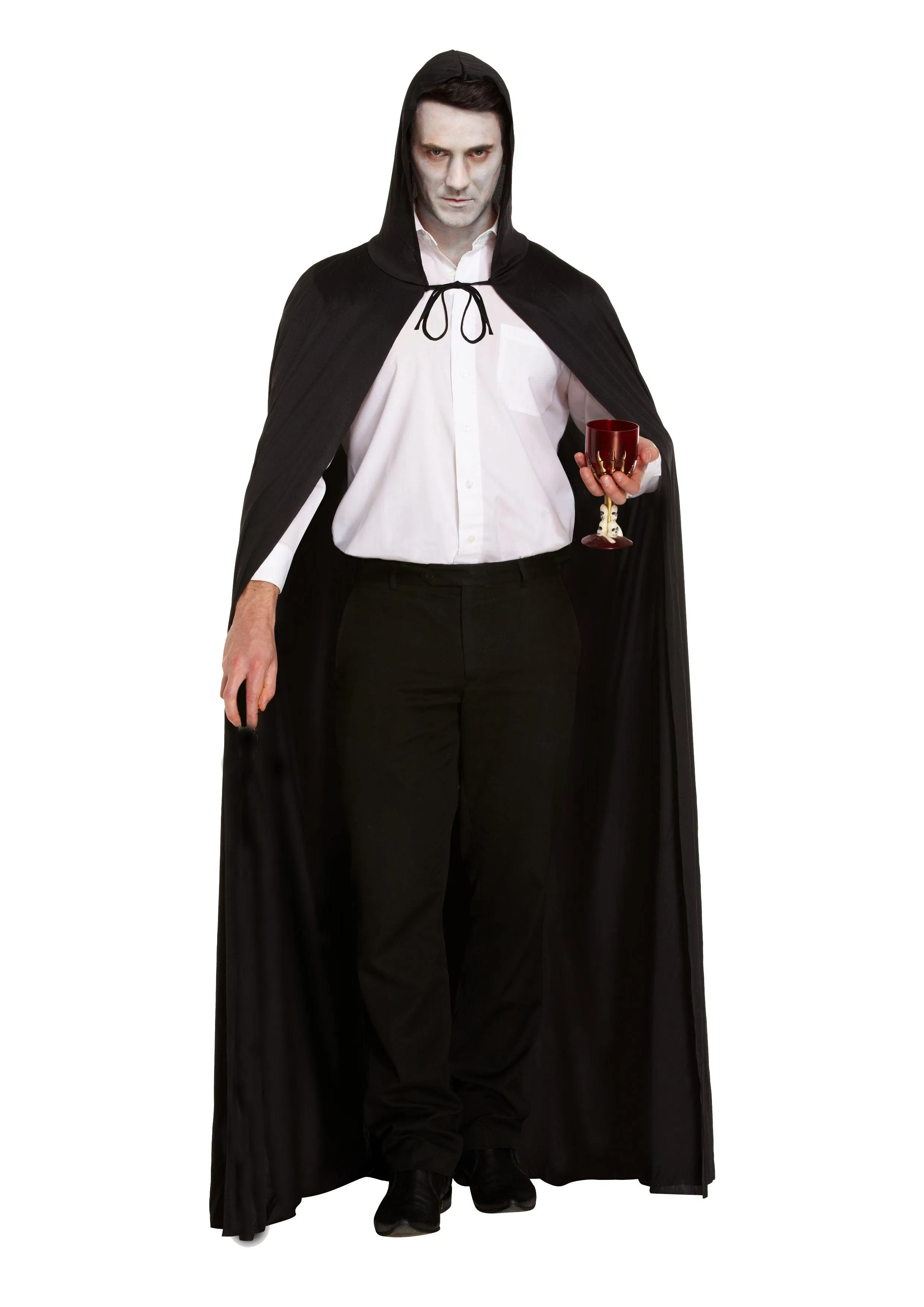 Horror Costume Set: Long Black Cape with Hood, Bleeding Scream Mask, and Fake Blooded Cleaver Weapon