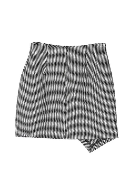 Hound tooth shirred wrap skirt