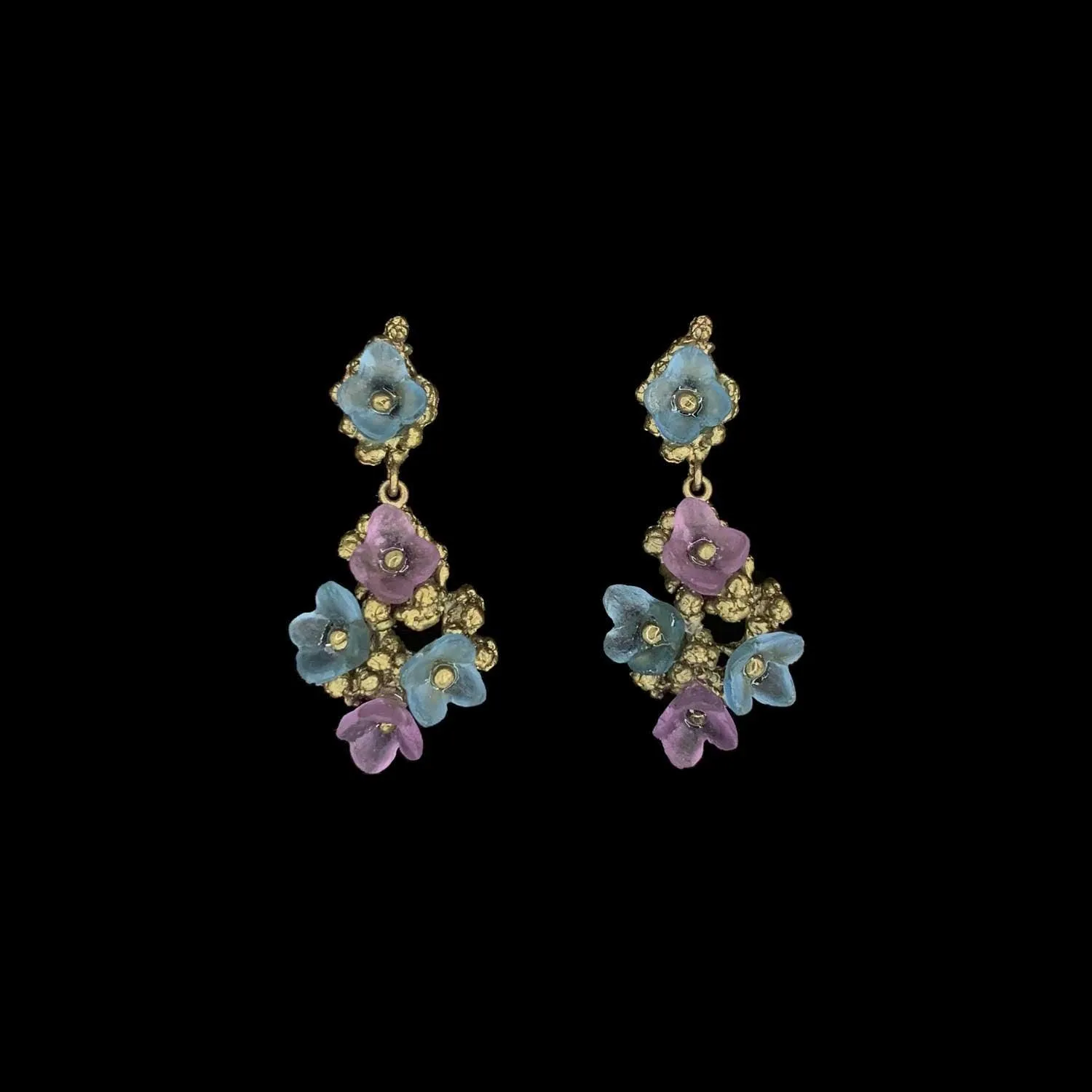 Hydrangea Teller Blue Earrings - Drop Post