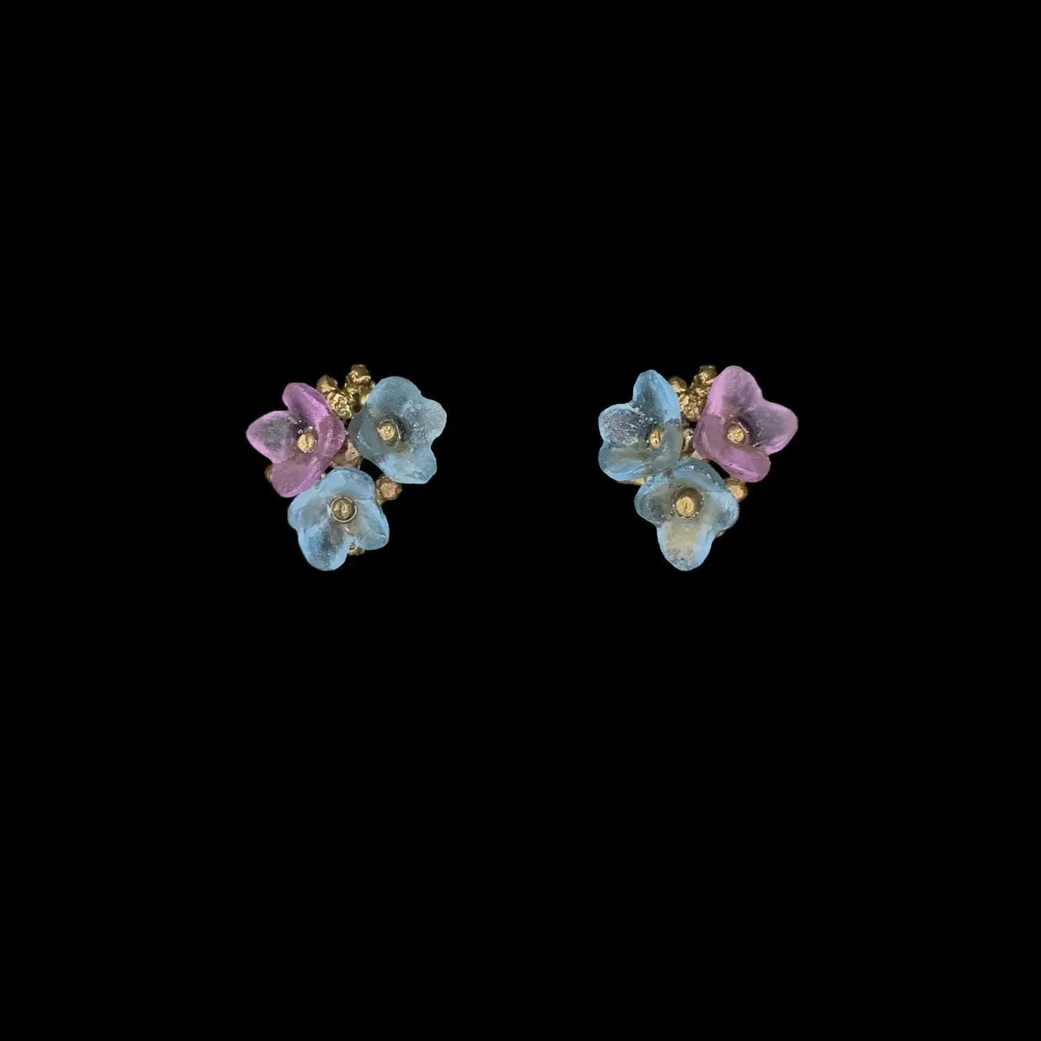 Hydrangea Teller Blue Earrings - Petite Post