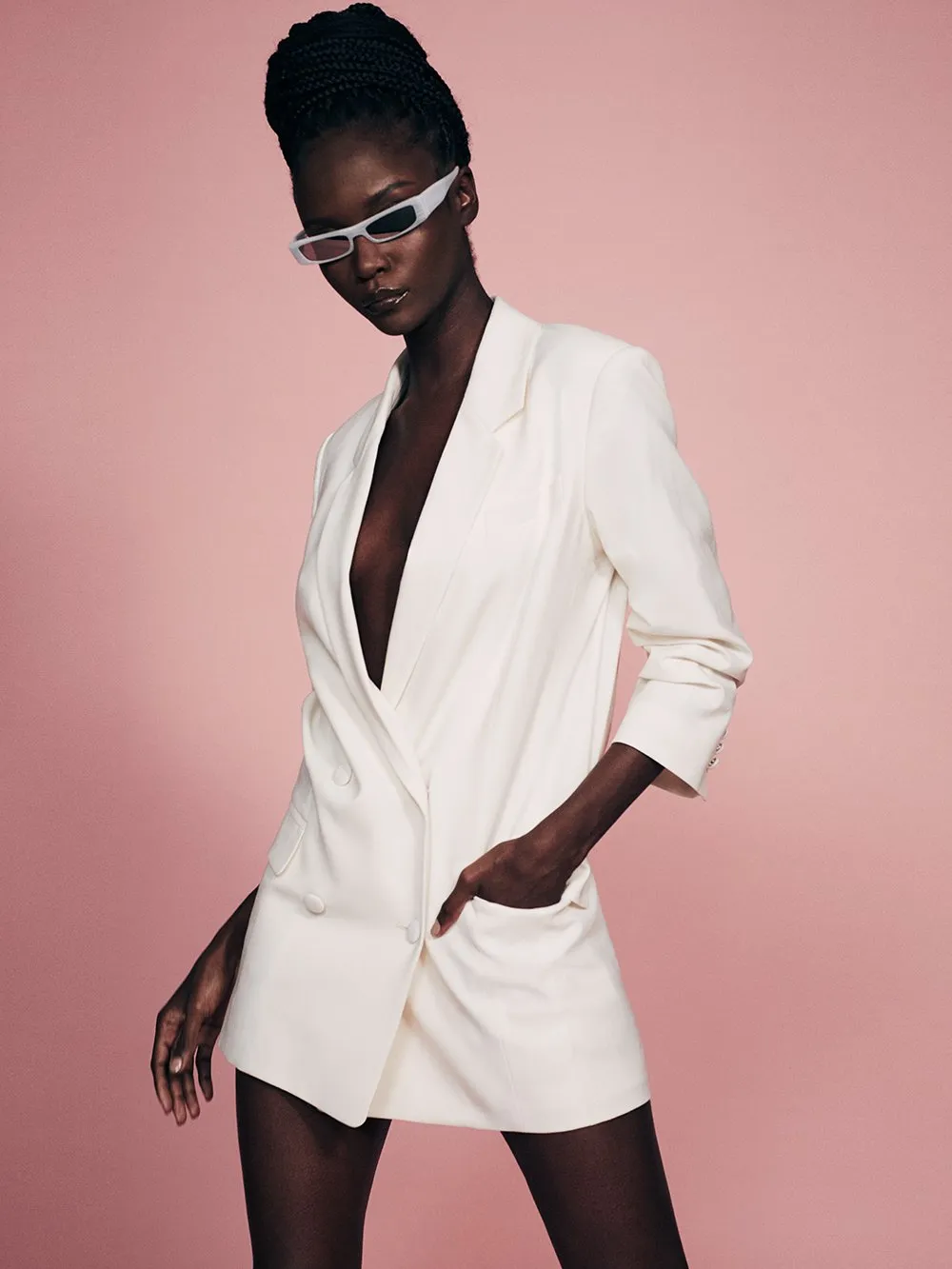 Imaan x FRAME Darted Blazer -- Off White