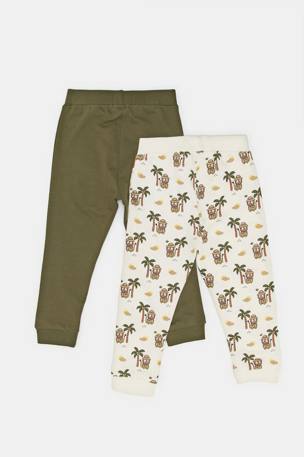 Infant Boys Green And Ivory Giraffe Print Jog Pants Set (2 Piece)